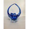 VASO VETRO SOFFIATO CESTINO FORMA ORGANICA PETALO ONDA VINTAGE VASE FLOWER