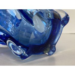 VASO VETRO SOFFIATO CESTINO FORMA ORGANICA PETALO ONDA VINTAGE VASE FLOWER