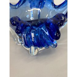 VASO VETRO SOFFIATO CESTINO FORMA ORGANICA PETALO ONDA VINTAGE VASE FLOWER