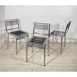 SET 3 SEDIA MOD. Sandow 101 Renè Herbst PER Pallucco ANNI 80  CHAIR CROMATE