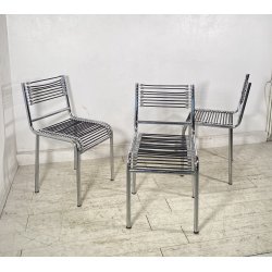 SET 3 SEDIA MOD. Sandow 101 Renè Herbst PER Pallucco ANNI 80  CHAIR CROMATE