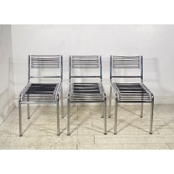 SET 3 SEDIA MOD. Sandow 101 Renè Herbst PER Pallucco ANNI 80  CHAIR CROMATE