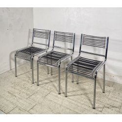 SET 3 SEDIA MOD. Sandow 101 Renè Herbst PER Pallucco ANNI 80  CHAIR CROMATE