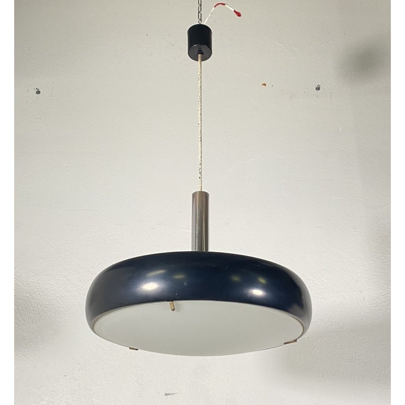 LAMPADARIO DESIGN PENDENTE SOSPENSIONE VETRO ANNI 50 METALLO LAMPADA SOFFITTO