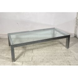 TAVOLINO SALOTTO ANNI 70 ACCIAIO CROMATO VETRO TABLE DESIGN TAVOLO FUMO SALA