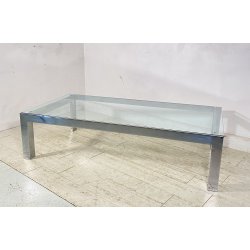 TAVOLINO SALOTTO ANNI 70 ACCIAIO CROMATO VETRO TABLE DESIGN TAVOLO FUMO SALA