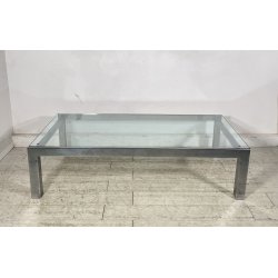 TAVOLINO SALOTTO ANNI 70 ACCIAIO CROMATO VETRO TABLE DESIGN TAVOLO FUMO SALA