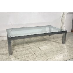 TAVOLINO SALOTTO ANNI 70 ACCIAIO CROMATO VETRO TABLE DESIGN TAVOLO FUMO SALA