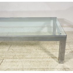 TAVOLINO SALOTTO ANNI 70 ACCIAIO CROMATO VETRO TABLE DESIGN TAVOLO FUMO SALA