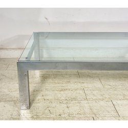 TAVOLINO SALOTTO ANNI 70 ACCIAIO CROMATO VETRO TABLE DESIGN TAVOLO FUMO SALA