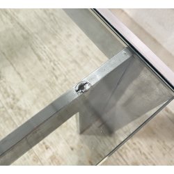 TAVOLINO SALOTTO ANNI 70 ACCIAIO CROMATO VETRO TABLE DESIGN TAVOLO FUMO SALA