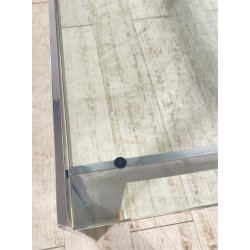 TAVOLINO SALOTTO ANNI 70 ACCIAIO CROMATO VETRO TABLE DESIGN TAVOLO FUMO SALA
