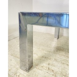 TAVOLINO SALOTTO ANNI 70 ACCIAIO CROMATO VETRO TABLE DESIGN TAVOLO FUMO SALA