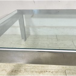 TAVOLINO SALOTTO ANNI 70 ACCIAIO CROMATO VETRO TABLE DESIGN TAVOLO FUMO SALA