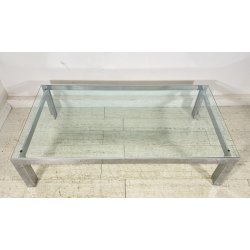 TAVOLINO SALOTTO ANNI 70 ACCIAIO CROMATO VETRO TABLE DESIGN TAVOLO FUMO SALA