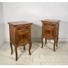 ANTICA COPPIA COMODINO STILE LUIGI XV LEGNO PRIMI 1900 CASSETTO ANTA OTTONE