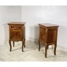 ANTICA COPPIA COMODINO STILE LUIGI XV LEGNO PRIMI 1900 CASSETTO ANTA OTTONE