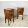 ANTICA COPPIA COMODINO STILE LUIGI XV LEGNO PRIMI 1900 CASSETTO ANTA OTTONE
