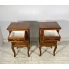 ANTICA COPPIA COMODINO STILE LUIGI XV LEGNO PRIMI 1900 CASSETTO ANTA OTTONE