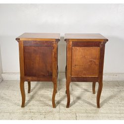 ANTICA COPPIA COMODINO STILE LUIGI XV LEGNO PRIMI 1900 CASSETTO ANTA OTTONE