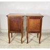 ANTICA COPPIA COMODINO STILE LUIGI XV LEGNO PRIMI 1900 CASSETTO ANTA OTTONE