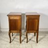 ANTICA COPPIA COMODINO STILE LUIGI XV LEGNO PRIMI 1900 CASSETTO ANTA OTTONE