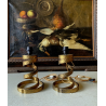 COPPIA LAMPADA TAVOLO VINTAGE DESIGN Luciano Frigerio SPIRALE OTTONE BOUCLE' '70