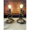 COPPIA LAMPADA TAVOLO VINTAGE DESIGN Luciano Frigerio SPIRALE OTTONE BOUCLE' '70