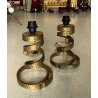 COPPIA LAMPADA TAVOLO VINTAGE DESIGN Luciano Frigerio SPIRALE OTTONE BOUCLE' '70