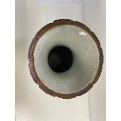 VASO PORCELLANA CINESE FAMILLE VERDE DECORO SCENE BATTAGLIA CANI DI FO XX sec