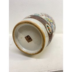 VASO PORCELLANA CINESE FAMILLE VERDE DECORO SCENE BATTAGLIA CANI DI FO XX sec