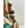 VASO PORCELLANA CINESE FAMILLE VERDE DECORO SCENE BATTAGLIA CANI DI FO XX sec
