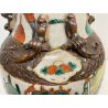 VASO PORCELLANA CINESE FAMILLE VERDE DECORO SCENE BATTAGLIA CANI DI FO XX sec