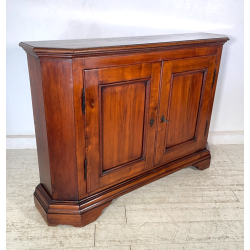 ANTICA CREDENZA SCANTONATA STRETTA LEGNO NOCE EPOCA 800 2 ANTE RIPIANI SERRATURA
