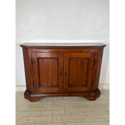 ANTICA CREDENZA SCANTONATA STRETTA LEGNO NOCE EPOCA 800 2 ANTE RIPIANI SERRATURA