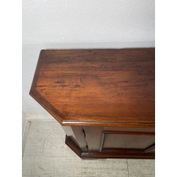 ANTICA CREDENZA SCANTONATA STRETTA LEGNO NOCE EPOCA 800 2 ANTE RIPIANI SERRATURA