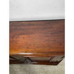 ANTICA CREDENZA SCANTONATA STRETTA LEGNO NOCE EPOCA 800 2 ANTE RIPIANI SERRATURA