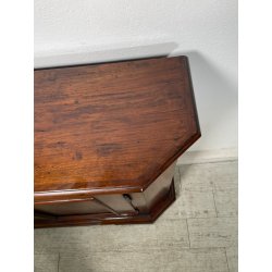 ANTICA CREDENZA SCANTONATA STRETTA LEGNO NOCE EPOCA 800 2 ANTE RIPIANI SERRATURA