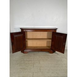 ANTICA CREDENZA SCANTONATA STRETTA LEGNO NOCE EPOCA 800 2 ANTE RIPIANI SERRATURA
