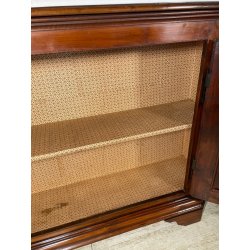 ANTICA CREDENZA SCANTONATA STRETTA LEGNO NOCE EPOCA 800 2 ANTE RIPIANI SERRATURA
