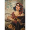 QUADRO DIPINTO OLIO TAVOLA G. Maldarelli RITRATTO ZINGARA DONNA GITANA '900