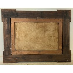 ANTICO DIPINTO OLIO NATURA MORTA FRUTTA CACCIAGIONE CORNICE GUILLOCHé FIRMA '800