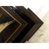 ANTICO DIPINTO OLIO NATURA MORTA FRUTTA CACCIAGIONE CORNICE GUILLOCHé FIRMA '800