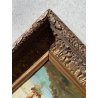 ANTICO DIPINTO OLIO su METALLO Capriata FF.VE PAESAGGIO LACUSTRE MONTAGNE FIGURA
