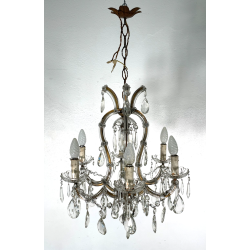 PICCOLO LAMPADARIO LIBERTY MARIA TERESA VETRO MURANO PRIMI 1900 GOCCE GLASS LAMP