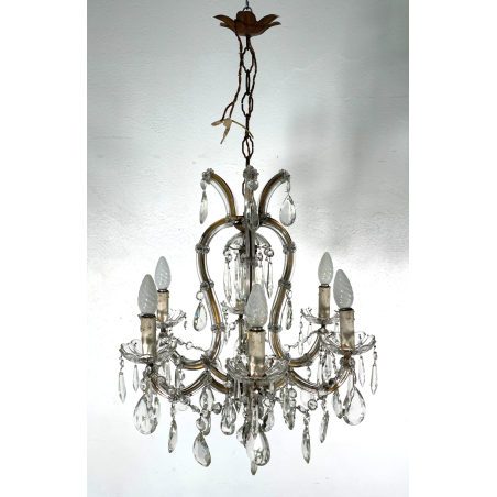 PICCOLO LAMPADARIO LIBERTY MARIA TERESA VETRO MURANO PRIMI 1900 GOCCE GLASS LAMP