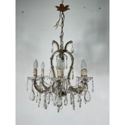PICCOLO LAMPADARIO LIBERTY MARIA TERESA VETRO MURANO PRIMI 1900 GOCCE GLASS LAMP