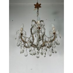 PICCOLO LAMPADARIO LIBERTY MARIA TERESA VETRO MURANO PRIMI 1900 GOCCE GLASS LAMP