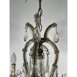 PICCOLO LAMPADARIO LIBERTY MARIA TERESA VETRO MURANO PRIMI 1900 GOCCE GLASS LAMP