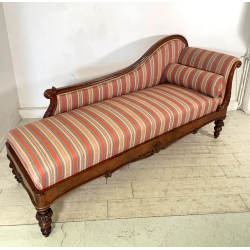 ANTICA CHAISE LONGUE DORMEUSE DIVANO INGLESE 800 POLTRONA STOFFA A RIGHE CUSCINO